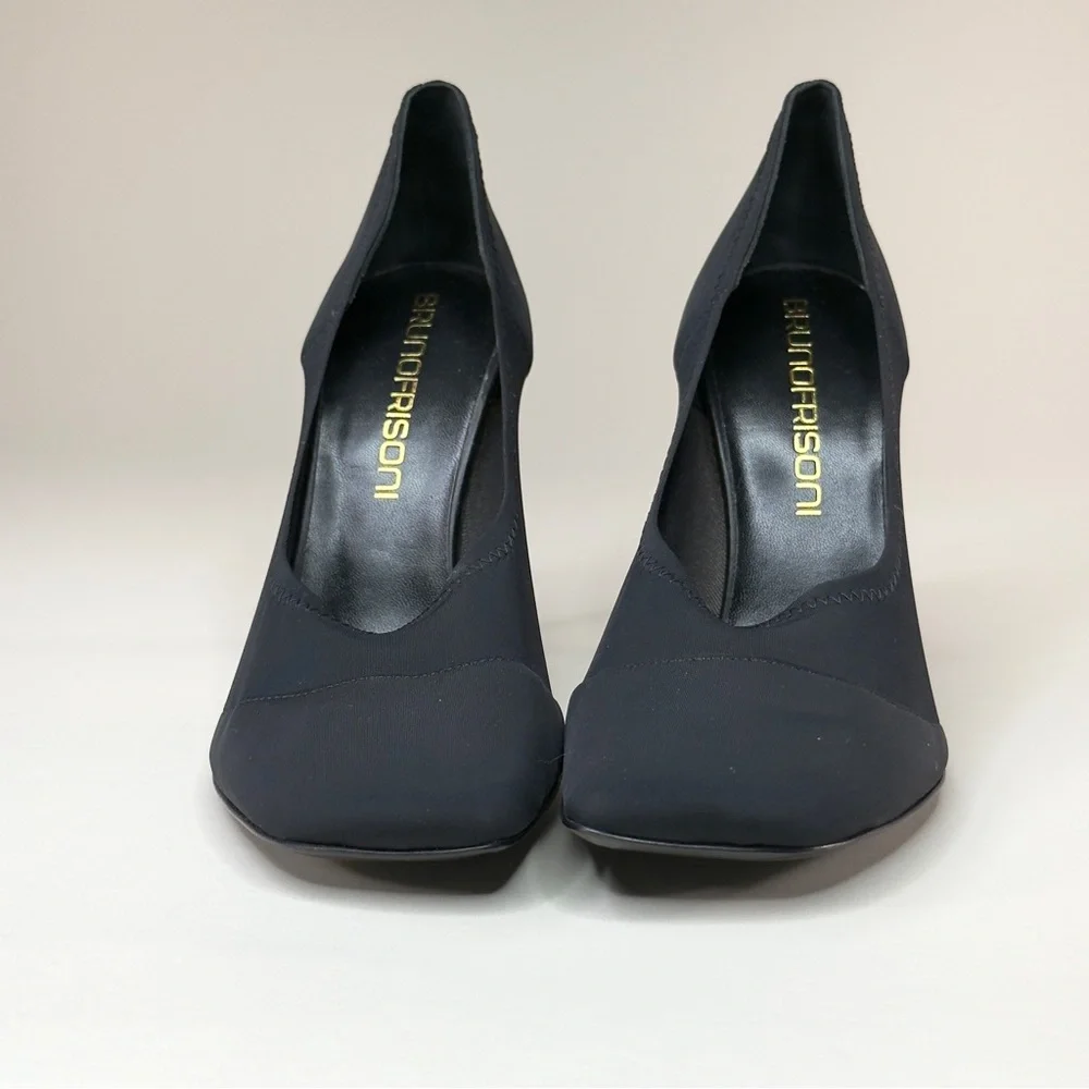 Bruno Frisoni Black Pointed Toe Stiletto Pumps 38.5 Made in Italy NWOT